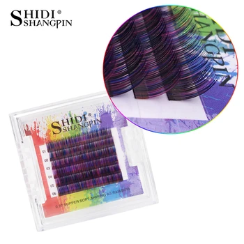 

New 6 Rows C curl 0.07mm rainbow colored eyelash extension 3d mix 10 11mm mink eyelash extension colorful cilia fake eyelashes