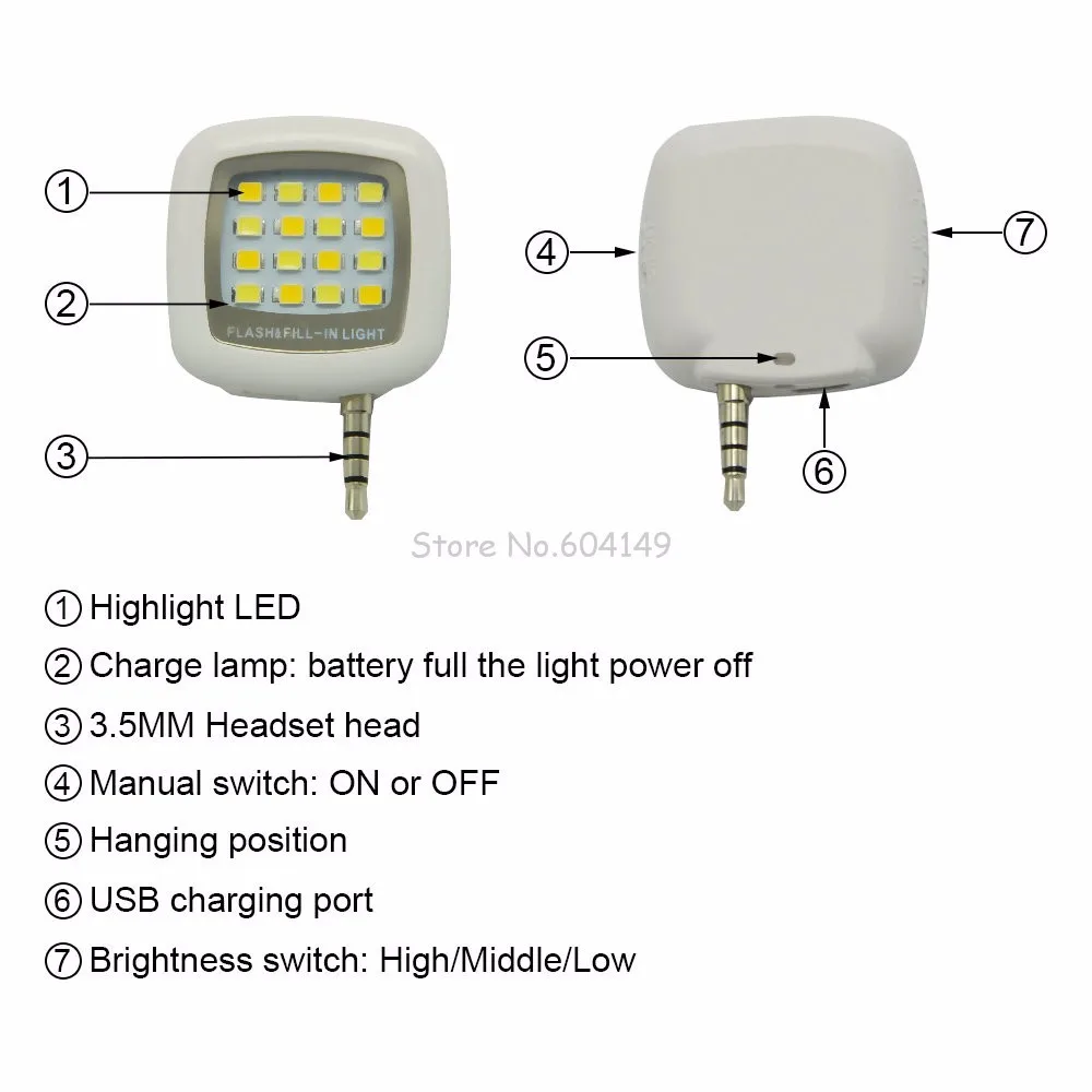 Перезаряжаемый светодиодный фонарик для камеры заполняющий свет Мини 3,5 мм смартфон портативный 16 Светодиодный s светодиодный вспышка заполняющий свет для iPhone IOS Android