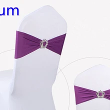 Сливовый цвет пряжки с короной лайкрой лента для свадьбы украшения для стульев повязка из спандекса стрейч галстук-бабочка лайкра лента ремень на продажу