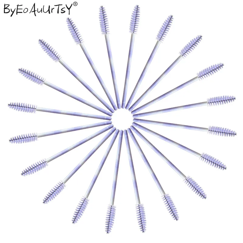 100pcs Disposable Mascara Wands Applicator Spoolers Eye Lashes Cosmetic Brush Eyelash Brushes Makeup Brushes Light Purple        (7)