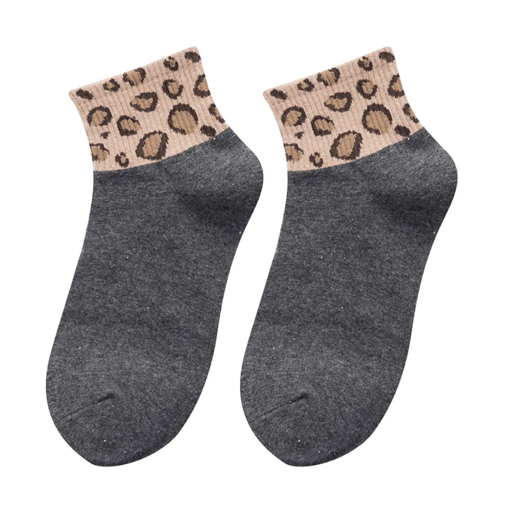 Новые весенние женские носки леопардовые носки с принтом модные браслеты Sox Bobby Носки Короткие хлопковые носки женские разноцветные свежие - Цвет: Gray