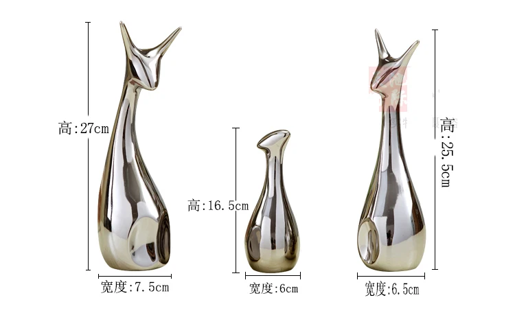 3 шт., Современная Минималистичная домашняя обстановка керамическая, украшения для гостиной, золото и серебро, креативное украшение для дома