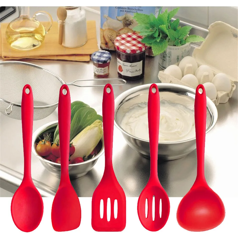 2017 High Quality FDA Approved Silicone Cooking Tools Silicone Kitchen Utensils Set 5 PCs in