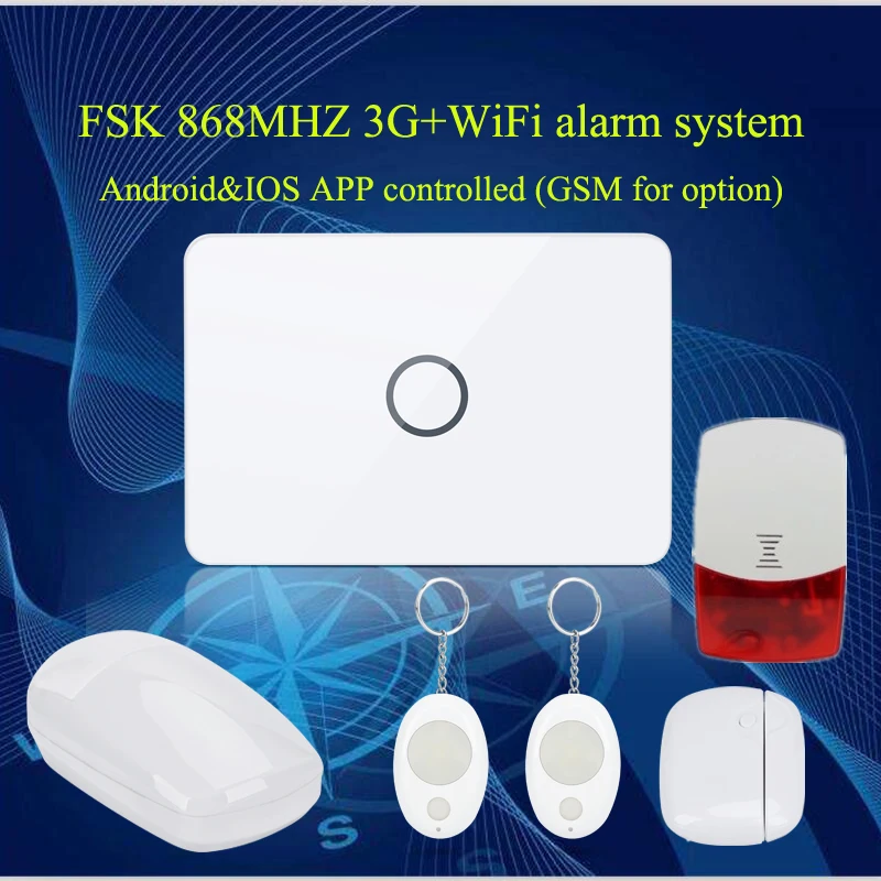 

FSK 868MHZ 3G WIFI alarm system,Android&IOS APP controlled home security WCDMA alarm support Internet,two-way intercom alarm