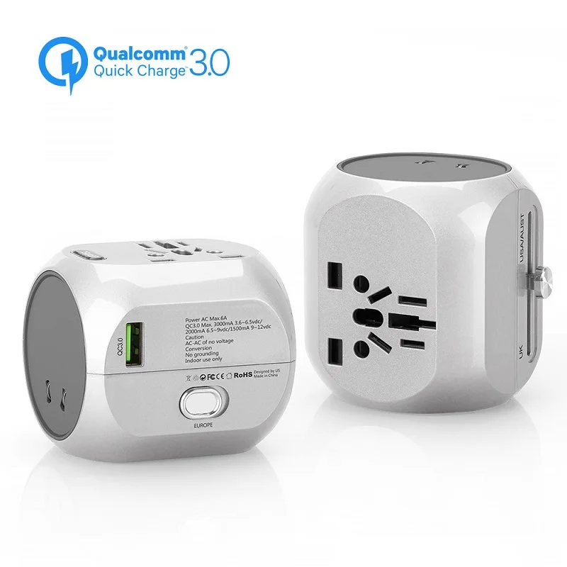 

Internation Travel Adapter Portable Electric Plug Universal Travel Socket Wall QC3.0 Fast Charger Converter UK US AU EU Plug