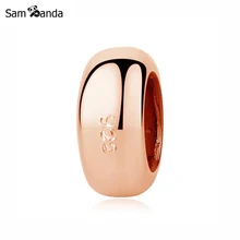 Бусины из стерлингового серебра 925 амулет классический Блестящий Открытый браслет разделитель амулеты Роза Золотая заглушка Fit Pandora Браслеты для женщин DIY ювелирные изделия