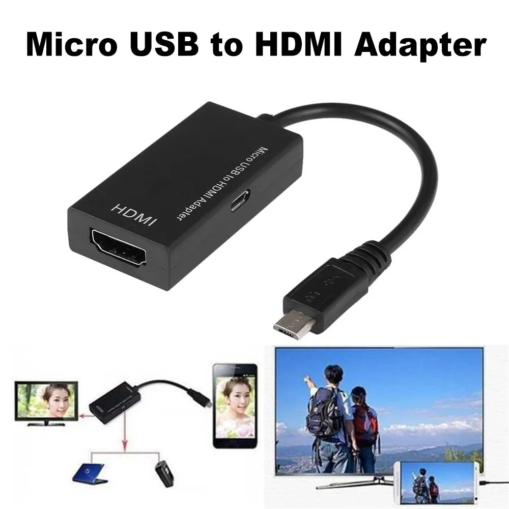 

Micro USB To HDMI Adapter 1080P HD Audio Video Cable Converter MHL for HDTV TV PC Laptop Phone Tablet
