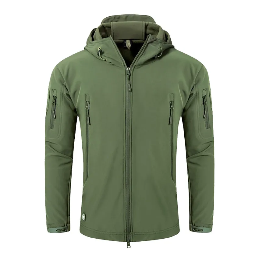 

Soft Shell Winter Men Thicken Thermal Hooded Hiking Jacket Camouflage Hunting Camping Fishing Warm Windproof Tactical Coat 4A