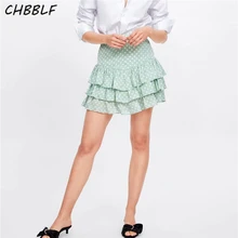 CHBBLF для женщин в горошек мини-юбка с принтом faldas mujer с застежкой-молнией; женская повседневная одежда; юбки в складку BGB9304