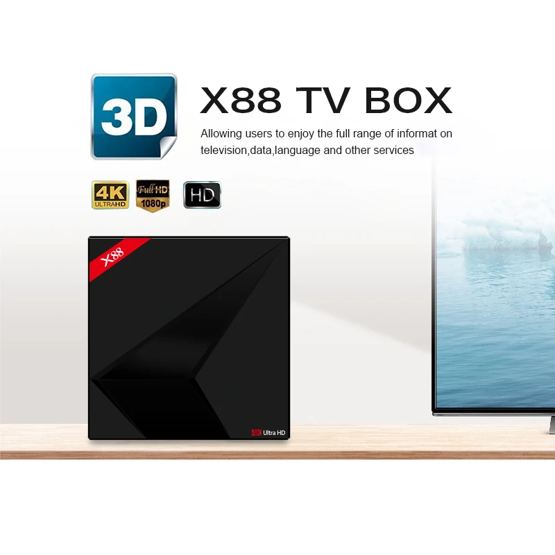

X88 TV Box Android 8.0 Skylive Streaming Media Player RK3328 4GB+32GB IPTV Suppor HEVC 4K WiFi Sport Movie Music Service AH-LINK