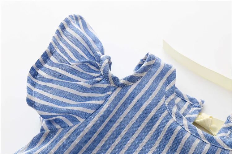 2018 Summer 2 3 4 6 8 10 Years Children Birthday Party Dance Prom Blue Stripe Little Kids Sexy Baby Girls Strap Princess Dress (5)