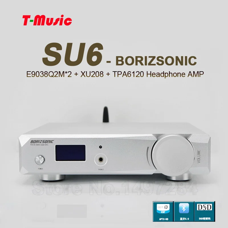 

NEW SU6 Dual ES9038 Q2M XMOS XU208 USB DAC W/ Bluetooth 5.0, Support DSD DOP / TPA6120 Headphone AMP