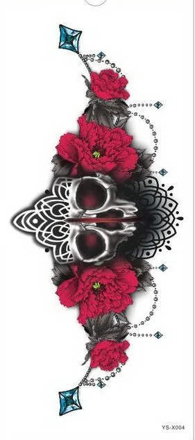 Временная татуировка под грудью, цветы розы, кружево, Алмазный Узор, боди, грудь, искусство, живопись, поддельные татуировки, стикер, водонепроницаемый - Цвет: YSX004