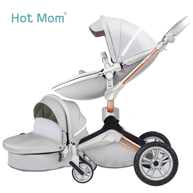 

Hotmom baby stroller Eco-leather 2 in 1 light weight four shocklie fo absorbers can sit or lie folded Russia free shipping