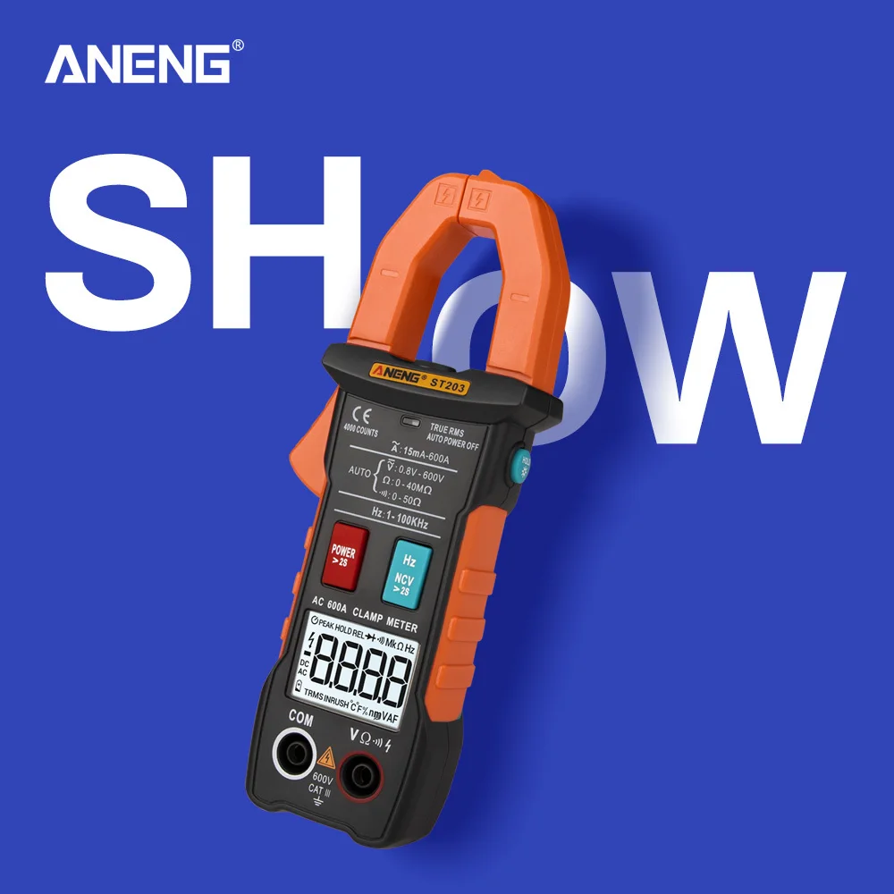 

True RMS Mini Digital Clamp Meters AC/DC Current Voltage Auto Range VFC Capacitance Non Contact Multimeter