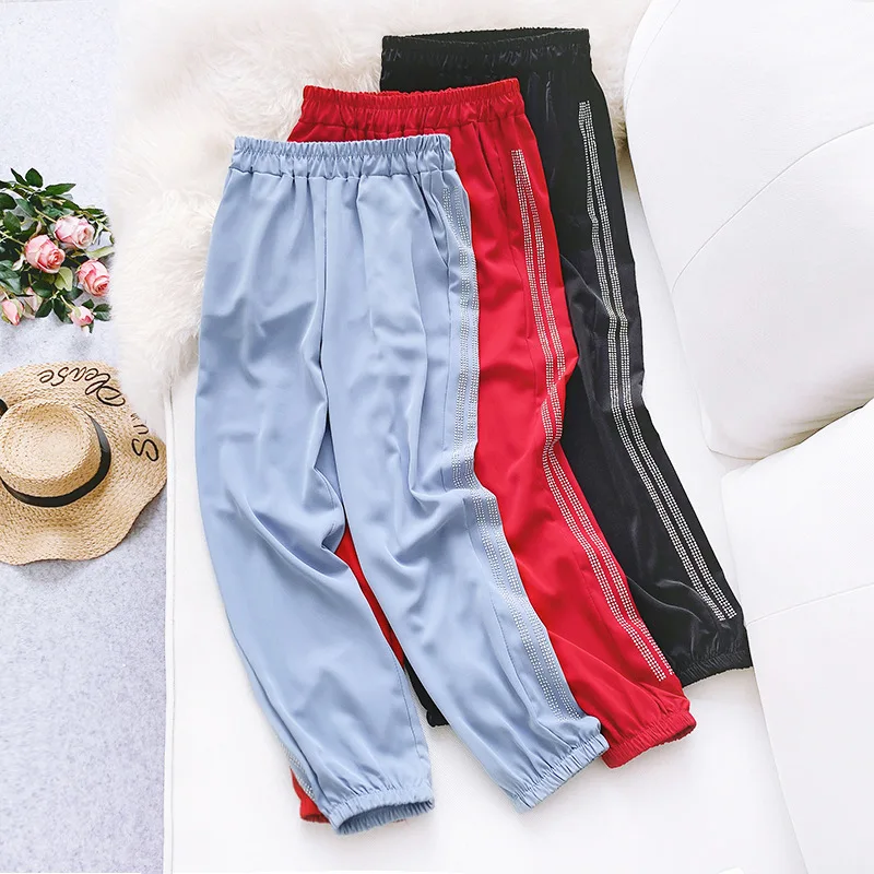 

Wasteheart Summer Women Fashion Black Red Long Slim Pants Harem Pants High Waist Ankle Length Female Sexy Pants Sweatpants
