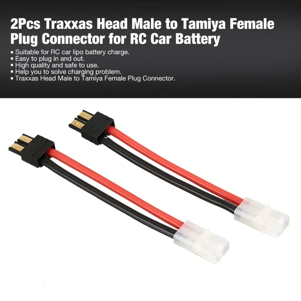 2Pcs For Traxxas Head Male to Tamiya Female Plug Connector Converter