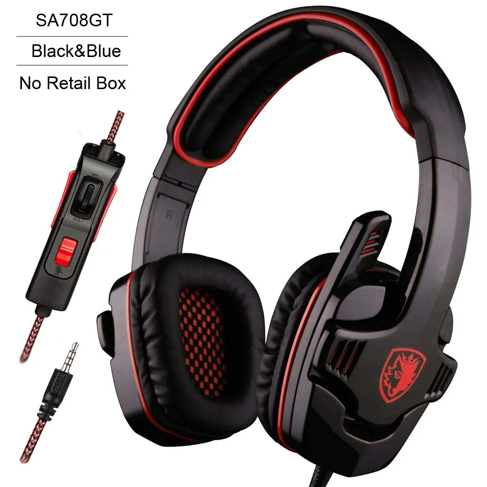 SADES SA708GT стерео игровая гарнитура для PS4, ПК, контроллер Xbox One, шумоподавление над наушниками с микрофоном - Цвет: Red No retail Box