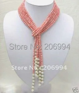 

new arrive design pink coral White Freshwater pearl necklace lowest fashion jewelry gift free shipping #2