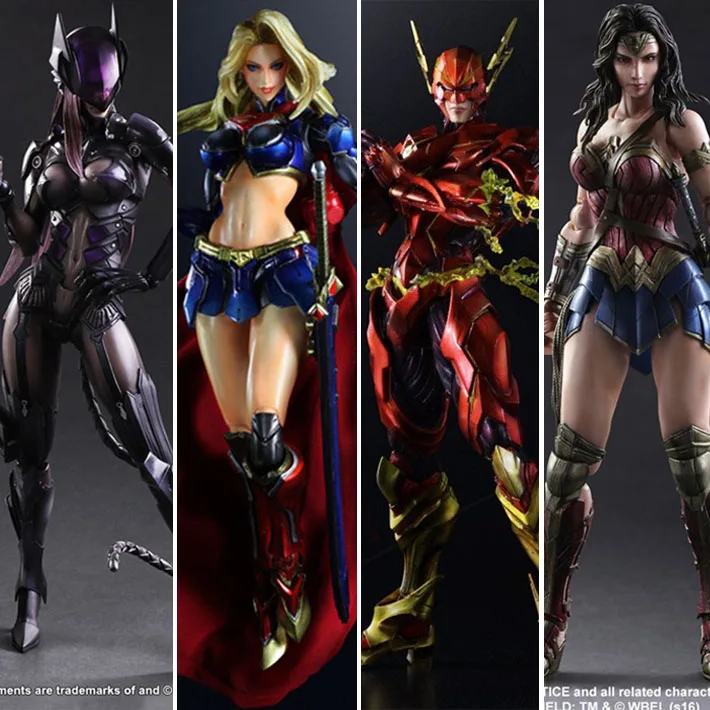 PLAYARTS DC Justice League Flash Супермен Суперженщины Женщина-кошка чудо-женщина фигурка Модель Кукла украшение подарок W12