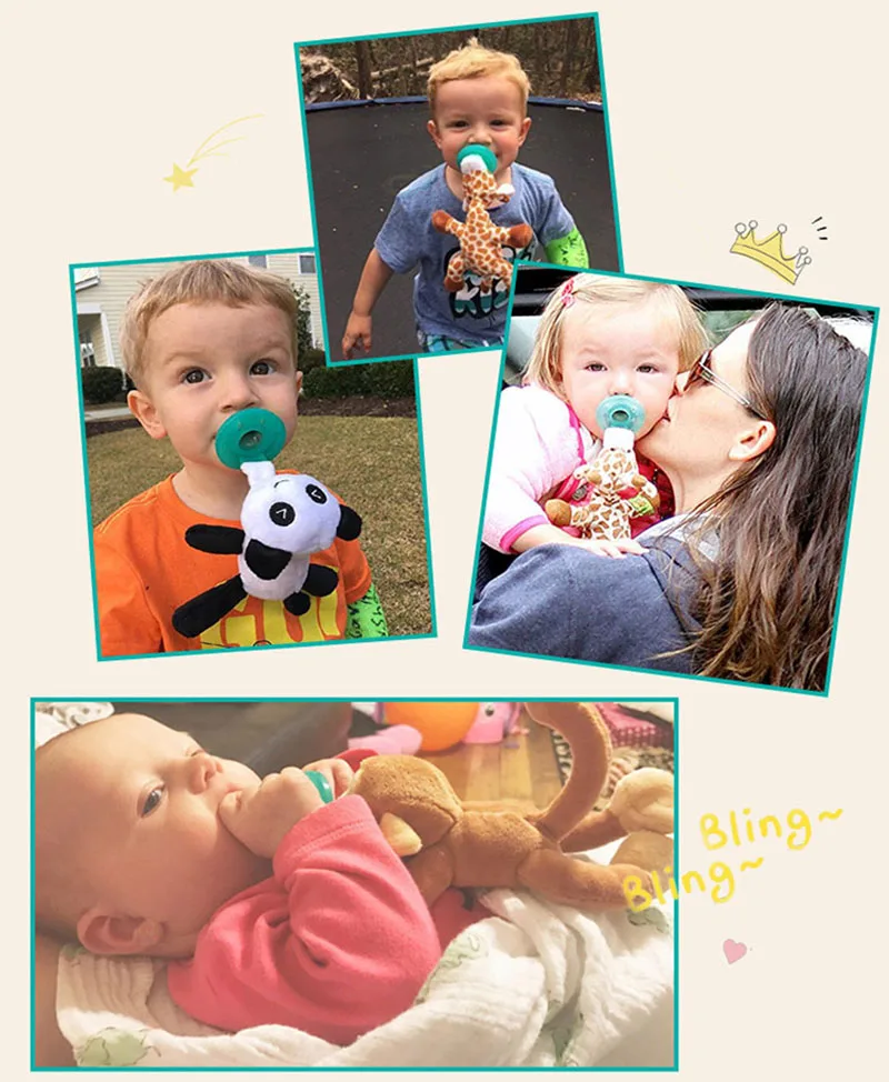 Baby Cartoon Animal Pacifier Infant Cute Plush Nipple Soother Training Toys Kids Soother Nipple Dog Lion Pacifier Clip T0713 (7)