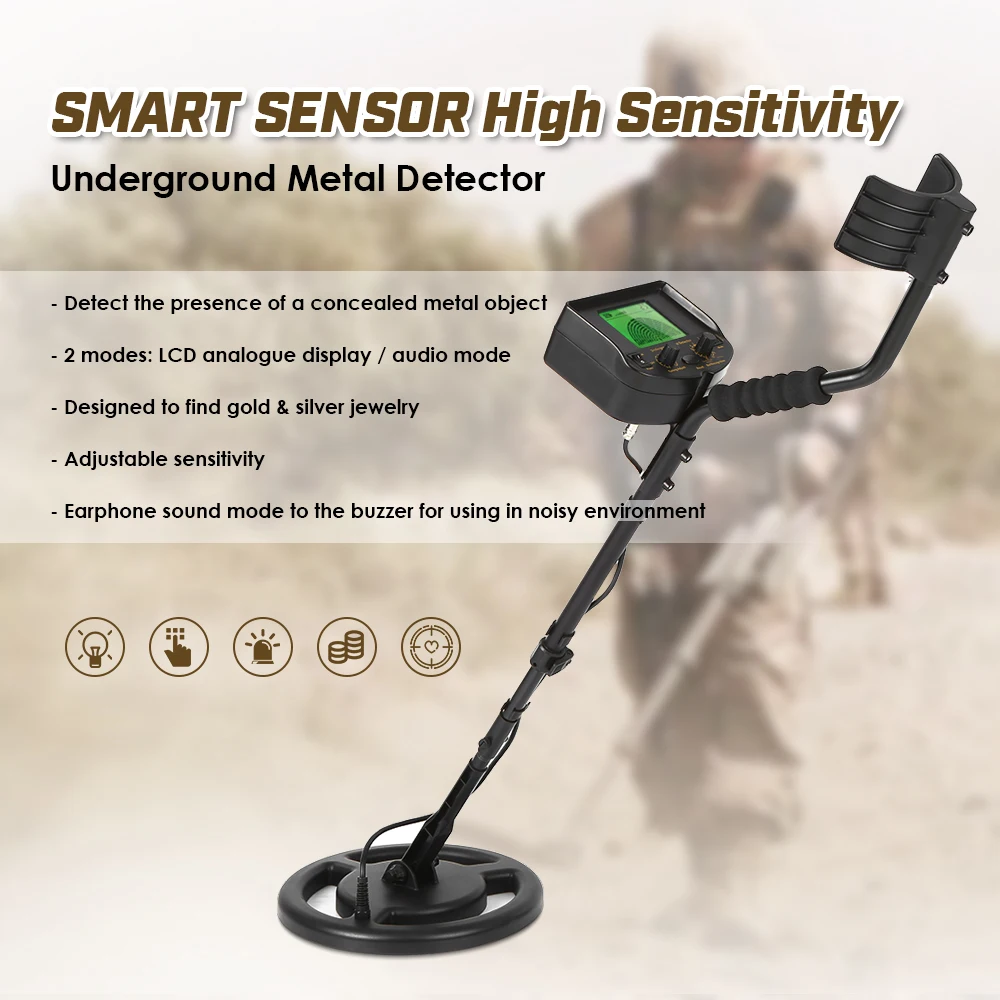 

100-240V Underground Metal Detector Digger for gold mining Treasure Hunter tester Scanner Scanning Tool + Earphone Buzzer