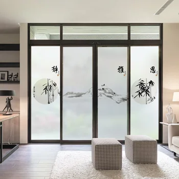 

Customized Chinese wind glass foil paper sliding door sliding door living room meeting room decorative stickers paper