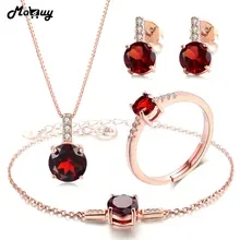 MoBuy природных драгоценных камней 4 шт. Ювелирные наборы 925 стерлингового серебра для Для женщин вечерние классические Fine Jewelry V014EHNR