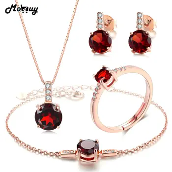 

MoBuy Natural Gemstone 4pcs Jewelry Sets 100% 925 Sterling Silver For Women Party Classic Fine Jewelry V014EHNR