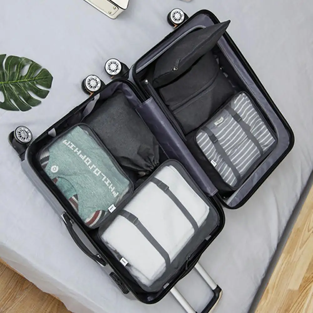 Дорожная сумка для хранения 7-piece catiic Oxford матерчатый мешок для хранения для аккуратная Одежда Органайзер для одежды чехол для чемодана сумка