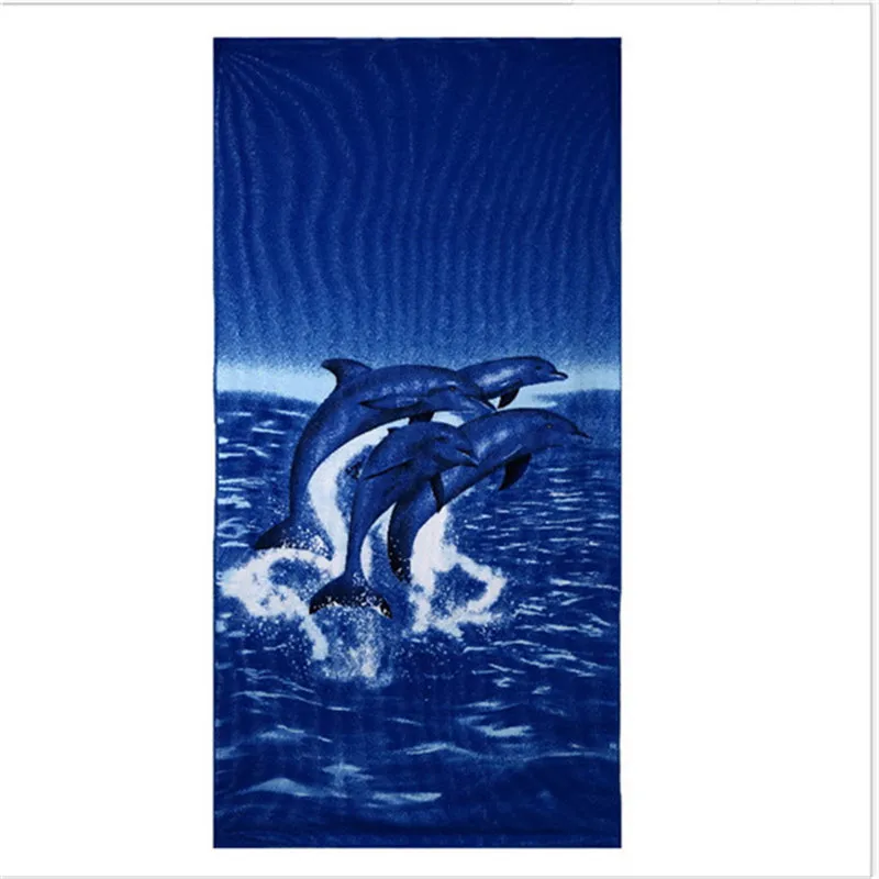 

new 2017 Quick Dry Bath Towel 70x150cm Blue Dolphin Fish Penguin Printing Absorbent Microfiber Beach Towels Free shipping