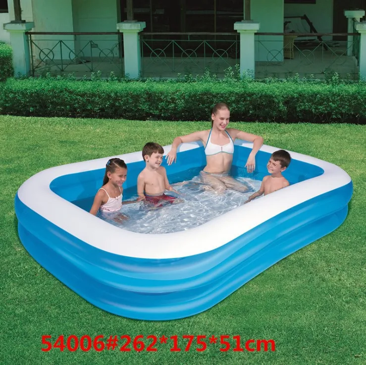 54006 Bestway 262x175x51 см двойное кольцо прямоугольный надувной бассейн 8ƍ &quotx69&quot x20