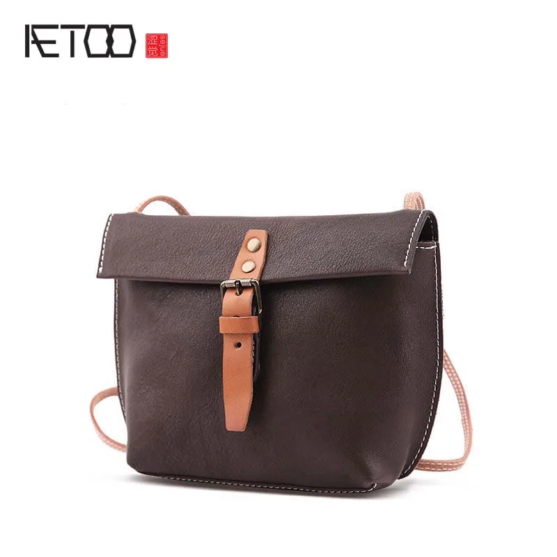 

AETOO Leather full leather shoulder bag 2017 new hanging ladies summer small fresh Korean version of the wild saddle Messenger b