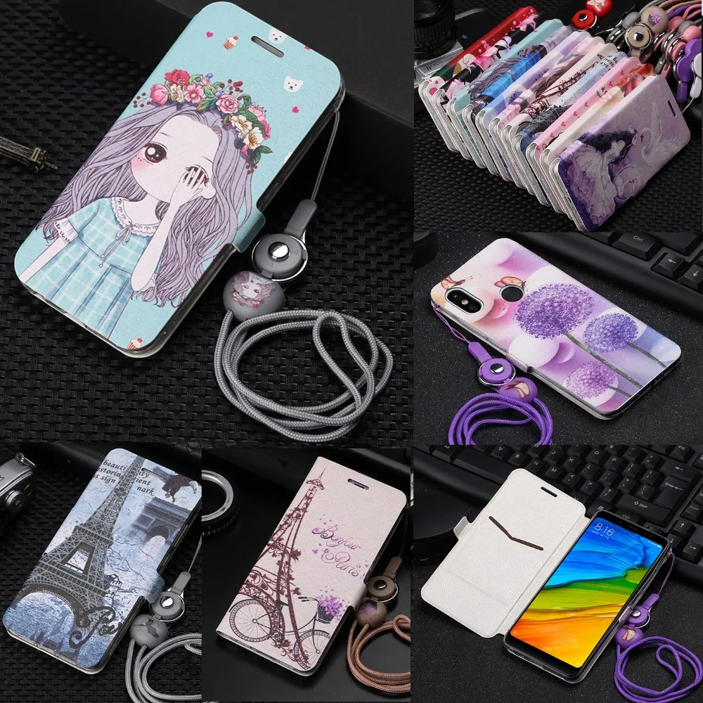 

For Xiaomi Mi 8 Lite Cute Painted Flip Wallet Stand Leather Case For Redmi Note 6 Pro K20 Mi 9T S2 Mi A3 A2 Lite Book Case