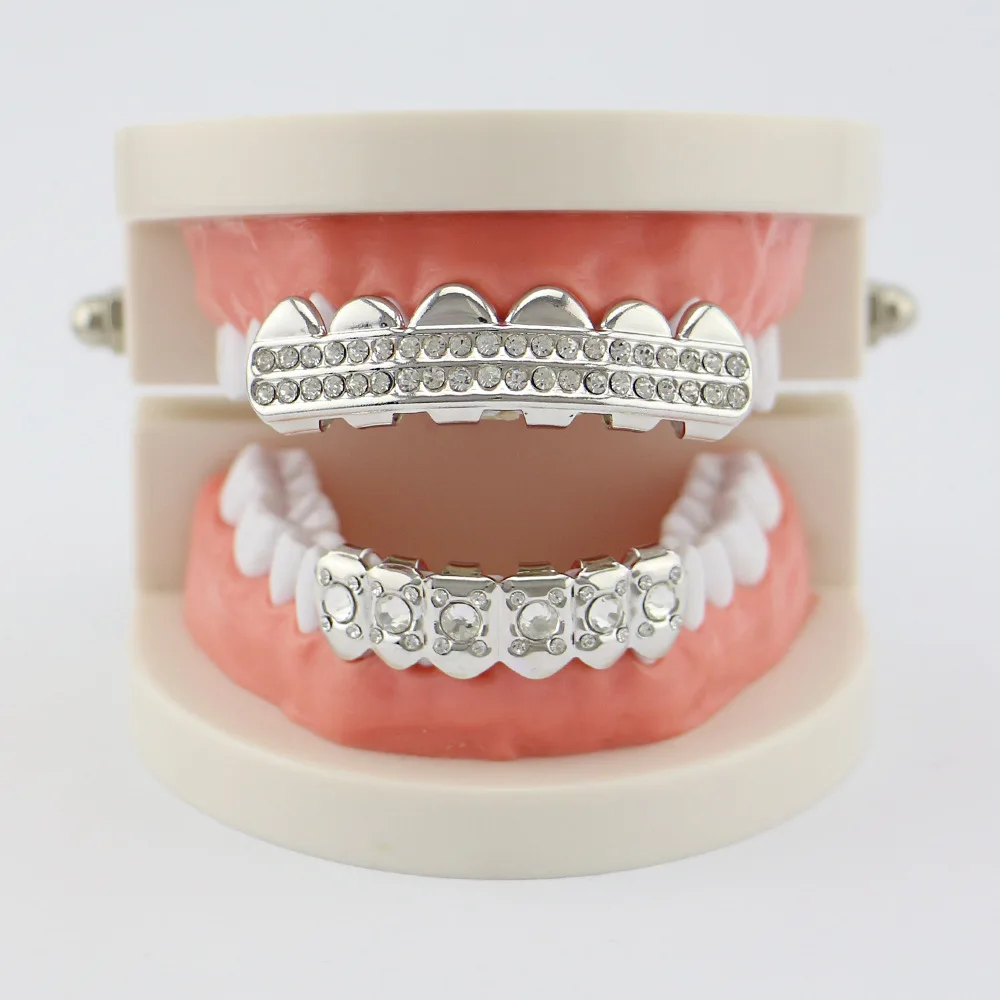 Lucky Sonny Hip Hop Teeth Grillz Crystal Punk Men Bijoux Top & Bottom Dental Grills Teeth Caps Halloween Party Jewelry LST1018 (10)