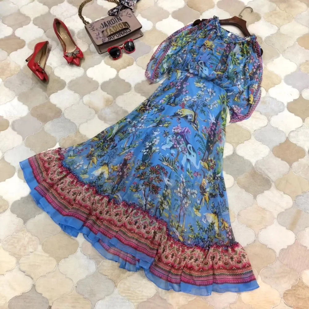 

High quality New Fashion Women 2019 Spring Dress Luxury famous Brand European Design party style dress WD04193