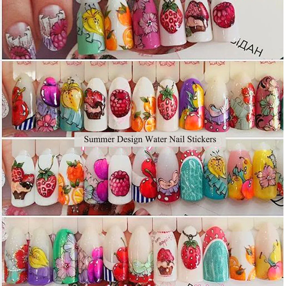 1 х Nail Art Наклейки, Переводные картинки мороженое/фрукты вишня клубника вода переводная наклейка для ногтей DIY декоративные наклейки LASTZ474-488