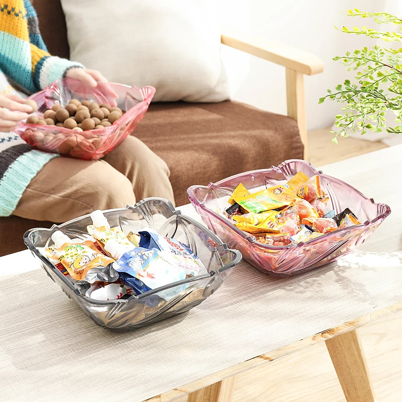 

Multi-function snack large bar transparent square tabletop fruit bowl living room coffee table dried fruit pot ZP01251349