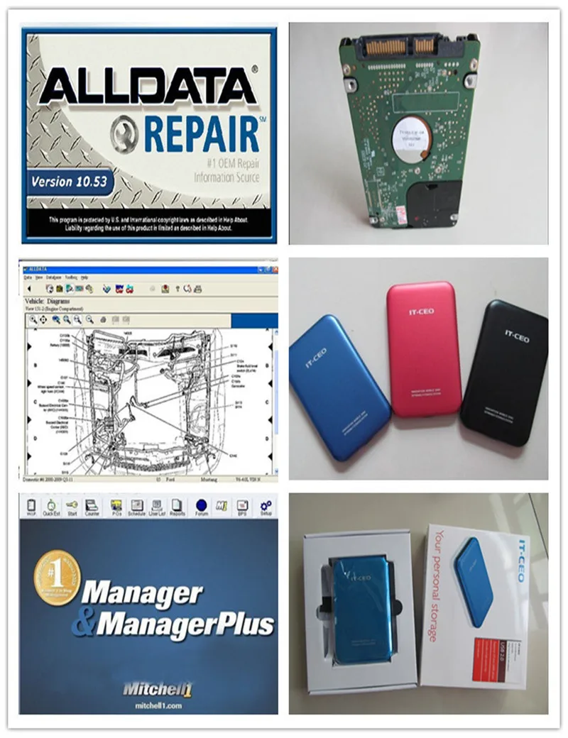 Alldata 10,53+ Митчелл Ultramate по Mitchell 125 гб поддержка технического обслуживания всего 3 программного обеспечения с 750 г hdd