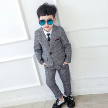 2019 (Blazer+Vest+Pants) Boy Blazer Plaid Suits Kids Boys Dresses Boys Suits Set Formal Boy Wedding Suit Children Birthday Suits 2019 (Blazer+Vest+Pants) Boy Blazer Plaid Suits Kids Boys Dresses Boys Suits Set Formal Boy Wedding Suit Children Birthday Suits