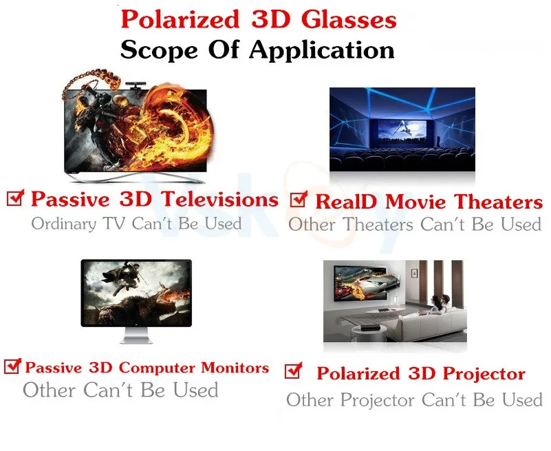 Пассивные Поляризационные 3D очки для 3D ТВ RealD 3D кинематографический театры системы для взрослых