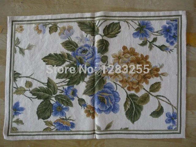 

Style Luxury Needle Point Hand-woven Carpet Hand-made Floral Edge For Large Needle Point Carpet Knitted Vintage Modernism