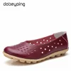 dobeyping Genuine Leather Women Flats New Cut-Outs Summer Shoes Woman Hollow Women's Loafers Female Solid Shoe Large Size 35-44 ► Photo 3/6