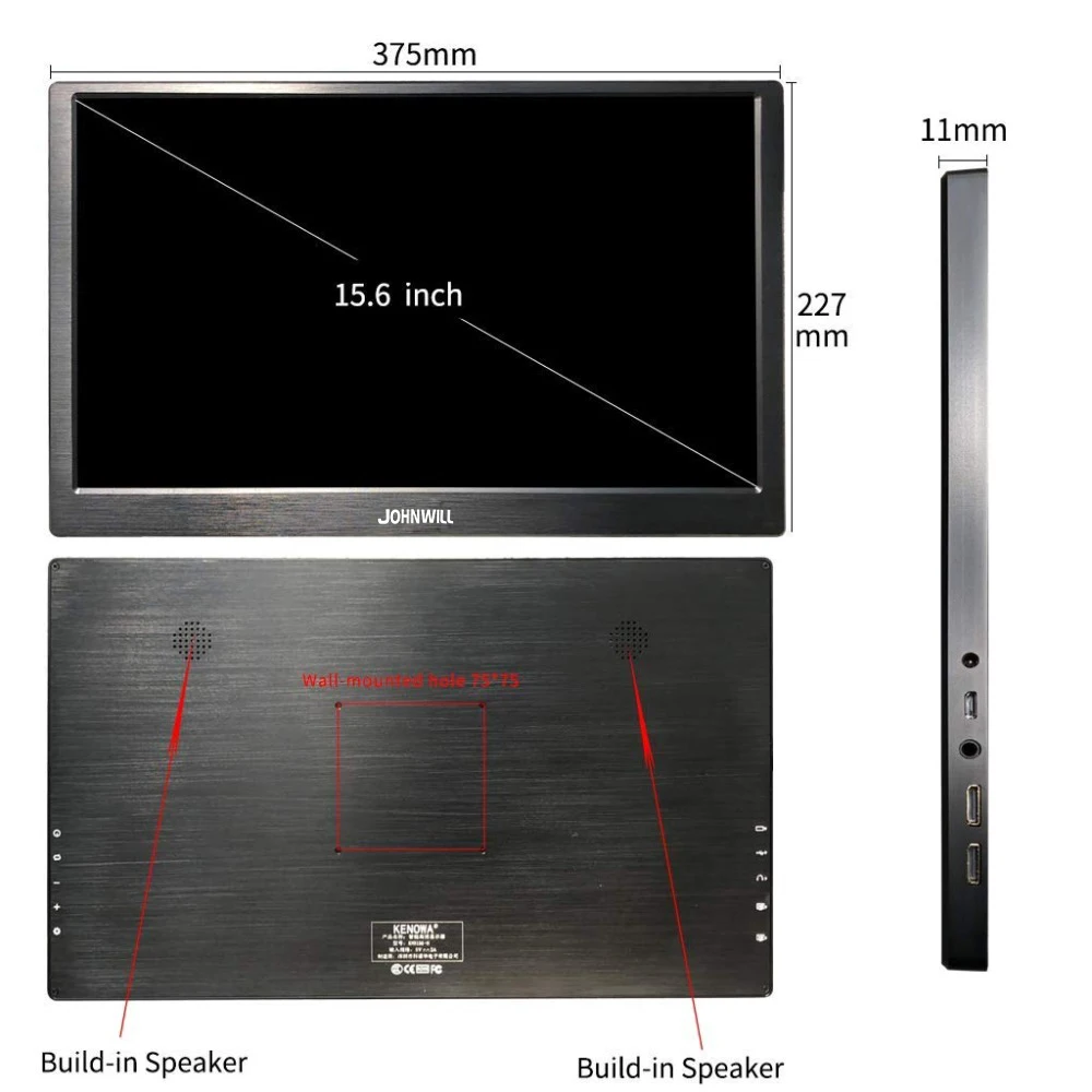 15,6 дюймов FULL HD lcd Тонкий игровой монитор портативный монитор ПК ips экран CNC оболочка 2 Mini HDMI USB с питанием от USB кожаный чехол