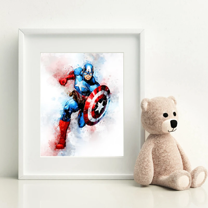 Captain America Watercolor Canvas Art Print