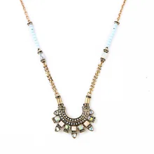 New Fashion Trending 2017 Hot Sale Beaded Long Stone Necklace Pendant Retro Egypt Maxi Necklace Accessory