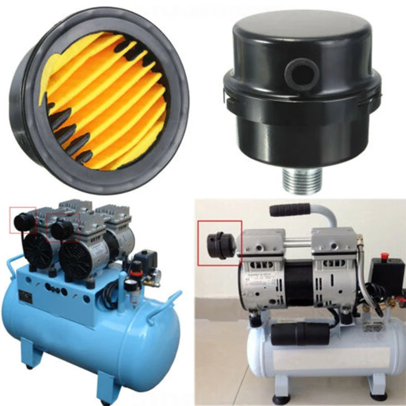 3//8BSP 16mm Thread Air Compressor Intake Filter Muffler Silencer Black Metal S2