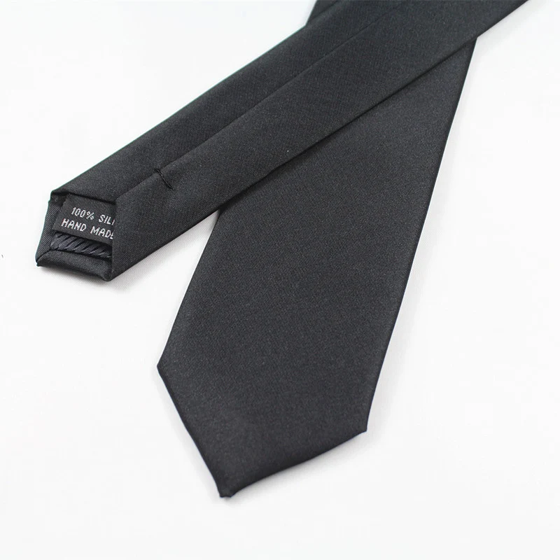 Men's Woven Necktie Silk Pure Black 5cm Skinny Slim Classic Business Casual Party Wedding woven necktie