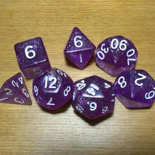 Free shipping NEW SUPER COOL BEAUTIFUL 7pcs/set D4 D6 D8 D10 D10 D12 D20 glitter purple dice for board game accessories