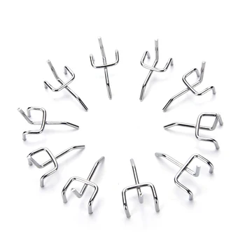 

10Pcs 3CM Carbon Steel Peg Board Pegboard Hooks Garage Work Shop Storage Display Organization Steel Hanging Tool (Silver)